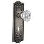 Nostalgic Warehouse - Double Dummy Set With Keyhole, Meadows Plate With Crystal Knob, Antique Pewter - Double Dummy Set with Keyhole, Meadows Plate with Crystal Knob, Antique Pewter