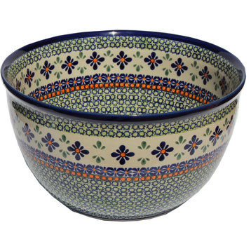 Polish Pottery Mixing Bowl Large, Pattern Number: du60