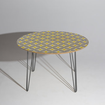 Deny Designs Holli Zollinger Diamond Circles Yellow Round Table Steel Legs