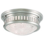 Livex Lighting - Livex Lighting 73052-91 Berwick - 13" Two Light Flush Mount - The classic simple design of this bronze flush mouBerwick 13" Two Ligh Brushed Nickel Clear *UL Approved: YES Energy Star Qualified: n/a ADA Certified: n/a  *Number of Lights: Lamp: 2-*Wattage:40w Medium Base bulb(s) *Bulb Included:No *Bulb Type:Medium Base *Finish Type:Brushed Nickel