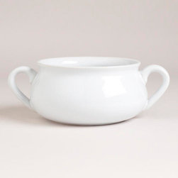 White Double-Handled Soup Crock, Set of 2 - Dining Bowls