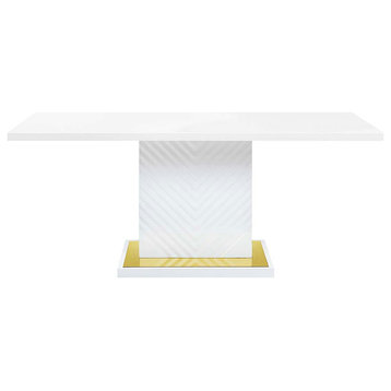 Acme Gaines Dining Table White High Gloss Finish