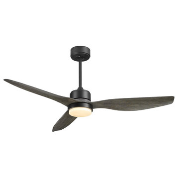 52'' 3 - Blade LED Propeller Ceiling Fan with Remote Control and Light Kit, Wood