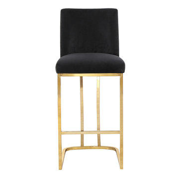 Heidi Velvet Counter Stool, Black
