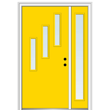 53"x81.75" 3-Lite Clear Left-Hand Inswing Fiberglass Door With Sidelite