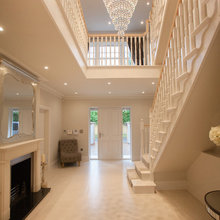 Entryway with fireplace