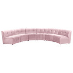 Meridian Furniture - Limitless Velvet Upholstered 6-Piece Modular Sectional, Pink - Invest in your home's comfort with this Limitless 6 Piece Sectional. This modular unit offers tons of flexibility in the number of ways that you can put each piece in the Limitless collection together to get the ideal customized look. Upholstered in pink velvet, this beautiful piece is soft and cool to the touch, so you can feel comfortable from every angle. Button and channel tufting add to this unit's upscale look and contemporary charm.