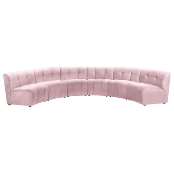 Limitless Velvet Upholstered 6-Piece Modular Sectional, Pink