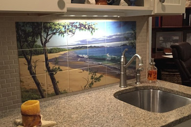 Ching "Waimanalo Shorebreak" Tile Mural in wet bar