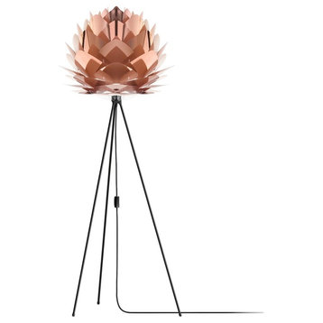 Silvia 60" Tripod Floor Lamp, Black/Copper