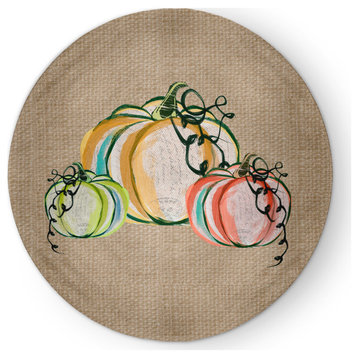 Colorful Pumpkins Fall Design Chenille Area Rug, Taupe, 5' Round