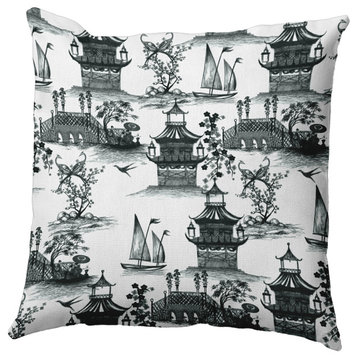 China Old Polyester Indoor Pillow, Black, 20"x20"