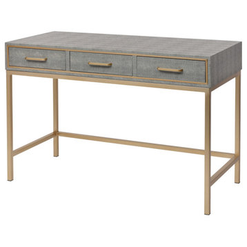 Sands Point 3-Drawer Desk, Grey and Gold