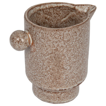 Modern Small Stoneware Pitcher or Vase, Putty Brown