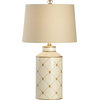 Table Lamp QUEEN BEE 1-Light Gold Accents Light Wheat White Linen