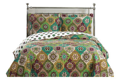 Bonnie Floral Printed Oversized Coverlet Set, Full/Queen
