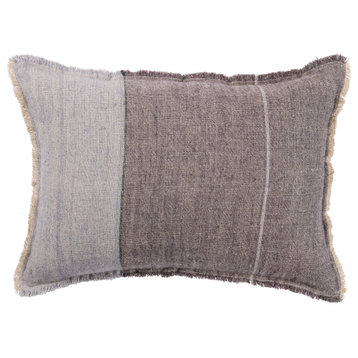 Jaipur Living Morrigan Striped Gray/Slate Poly Fill Pillow 16"X24" Lumbar
