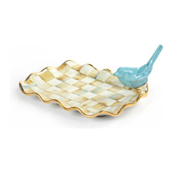 Parchment Check Vanity Tray | MacKenzie-Childs - Bathroom Organizers