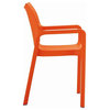 Diva Resin Outdoor Dining Arm Chair in Orange - Set of 4