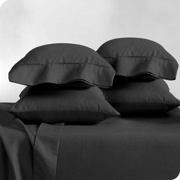 Bare Home Microfiber Pillowcases - Multi-Pack, Black, King, Set of 4