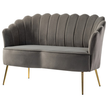 Upholstered 52" Loveseat With Tufted Back, Gray