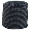 Noble House Conney Outdoor Handcrafted Fabric Cylinder Pouf Ottoman in Black