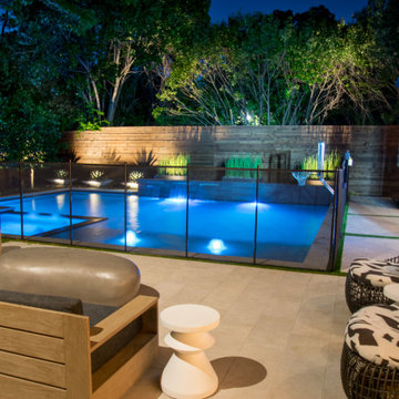 Dallas Small Modern Pool, Flush Spa with Safety Fence