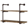 Danya B. 2 Tier Industrial Pipe Wall Shelf