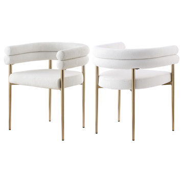 Brielle Boucle Fabric Upholstered  Dining Chair (Set of 2), Cream