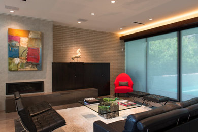 Trendy living room photo in Houston