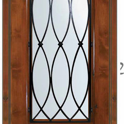 Prehung Single Door 80 Wood Alder La Salle 3/4 Lite Wrought Iron - Front Doors