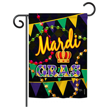 Time To Mardi Gras, Seasonal Mardi Gras Vertical Garden Flag 13"x18.5"