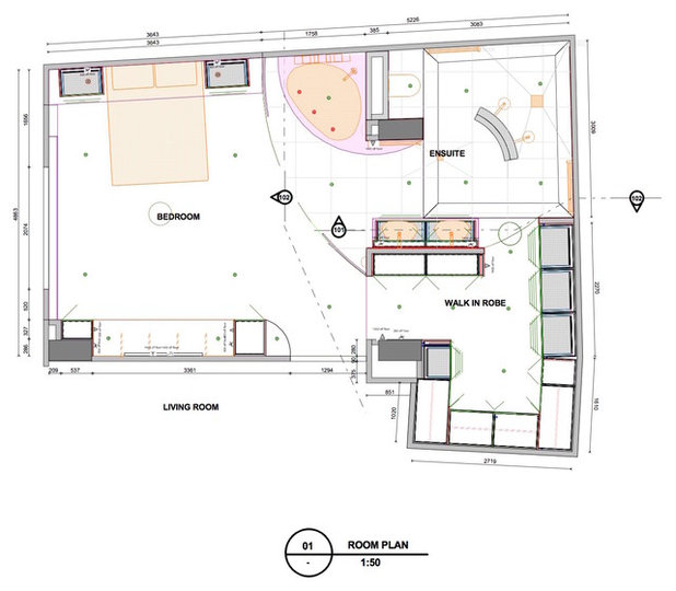 Floor Plan Wide Views Into Almost-Black Bathroom Are Surprisingly Relaxing