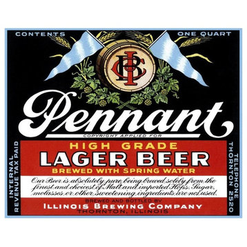 "Pennant Lager Beer" Digital Paper Print by Vintage Booze Labels, 18"x15"