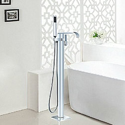 Modern Bathroom Freestanding Designer Solid Brass Floor Mount Bathtub Faucet Set - Products