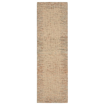 Nourison Vail 27x90" Runner Contemporary Wool Area Rug in Beige