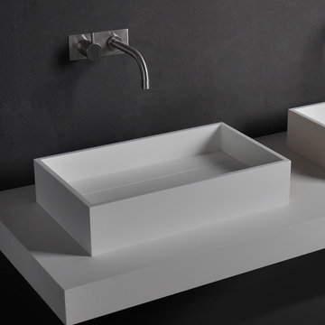 Solid Surface Bathroom Vanities and Wall Mounted Washbasins