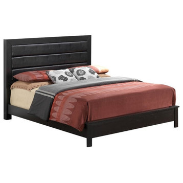Bowery Hill Transitional Wood Wood King Panel Bed in Black Finish