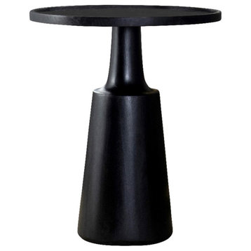 Coaster Ixia 20" Round Pedestal Wood Accent Table in Black Stain