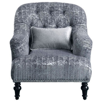 Acme Gaura Chair With 1 Pillow Pattern Gray Velvet