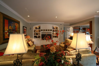Large transitional living room photo in Huntington