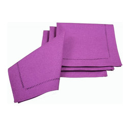 Xia Home Fashions - Melrose Easy Care Cutwork Hemstitch 21" Square Napkin, Set of 4 - Napkins