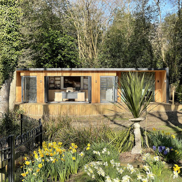 Unique garden office by the pond
