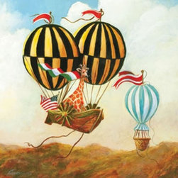 Antique Balloon Giraffe Canvas Reproduction by Oopsy Daisy - Artwork