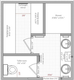 Need help with bathroom layout to maximize closet and storage!