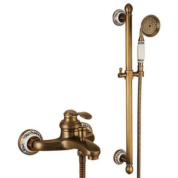Leon Luxury Brass Antique Mixer Tap Single Handle Shower Faucet