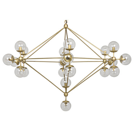 Pluto Chandelier, Large, Antique Brass