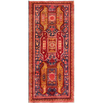 Pasargad Home Vintage N.W. Collection Red Wool Area Rug, 4'6"x10'2"