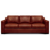 Santiago 100% Top Grain Leather Mid-century Sofa, Russet Red-Brown