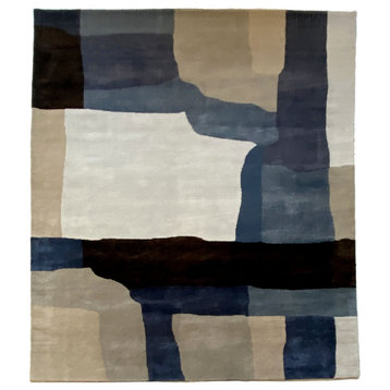 NuStory Abstract Hand Tufted Abstract Area Rug in Blue, 7'6x9'6